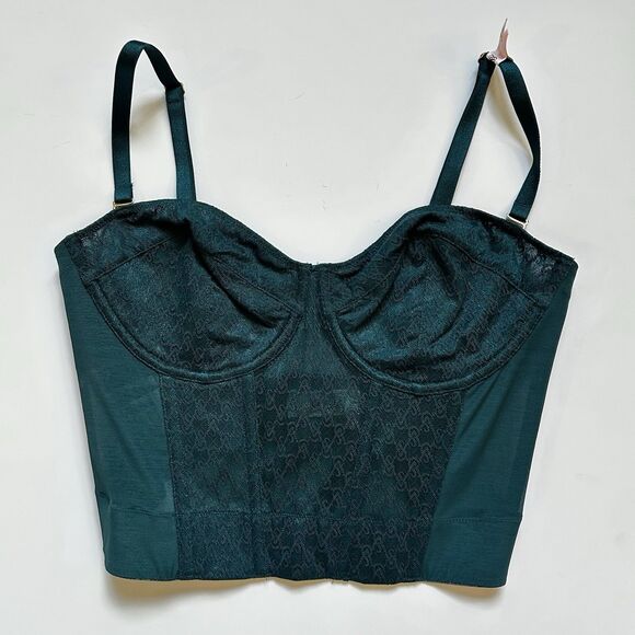 Victoria's Secret Other - Victoria's Secret Corset Top Green Bustier Women’s Size 34D Removable Straps NWT